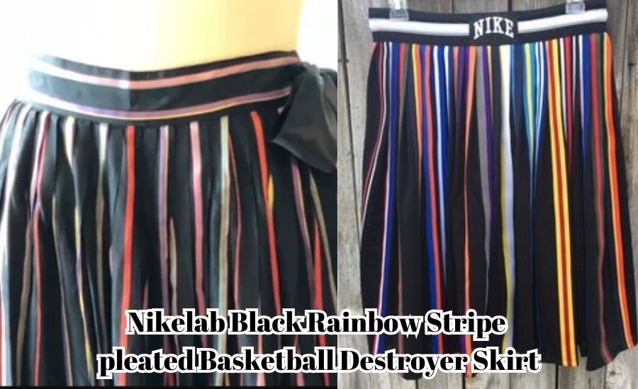 nikelab black rainbow stripe pleated basketball destroyer skirt