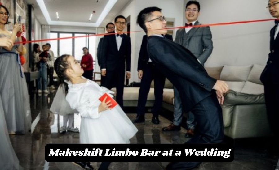 makeshift limbo bar at a wedding