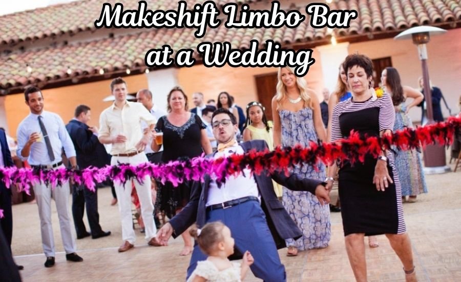 makeshift limbo bar at a wedding