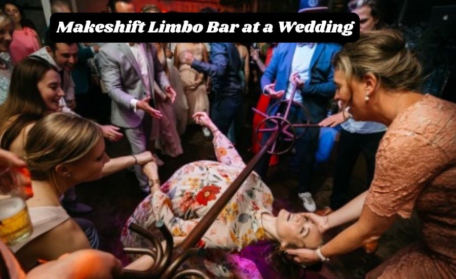 makeshift limbo bar at a wedding