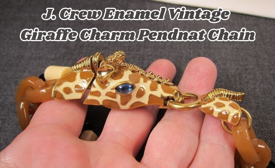 j. crew enamel vintage giraffe charm pendnat chain