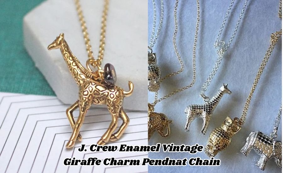 j. crew enamel vintage giraffe charm pendnat chain