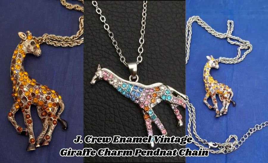 j. crew enamel vintage giraffe charm pendnat chain