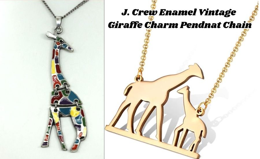 j. crew enamel vintage giraffe charm pendnat chain