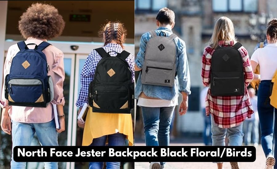 north face jester backpack black floral/birds